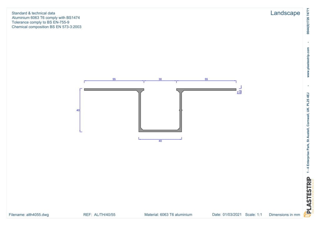Plastestrip FastFrame Omega Aluminium top hat - Kladworx