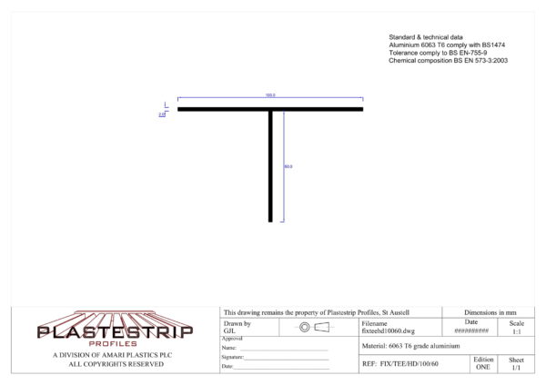 Plastestrip FastFrame Aluminium Tee Rail