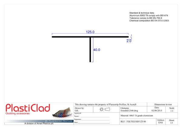 Plastestrip FastFrame Aluminium Tee Rail